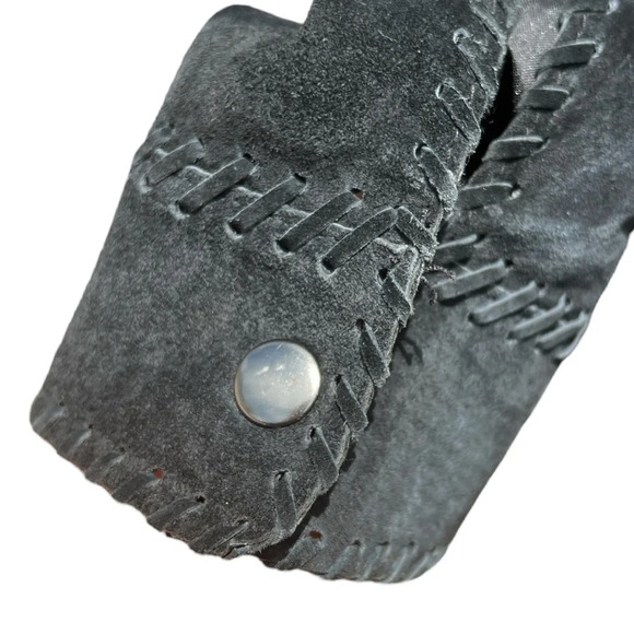 Saguaro Western Black Suede Shirt Jacket w/ Whipstitched Edges Flannel Lined (M) - Picture 6 of 11